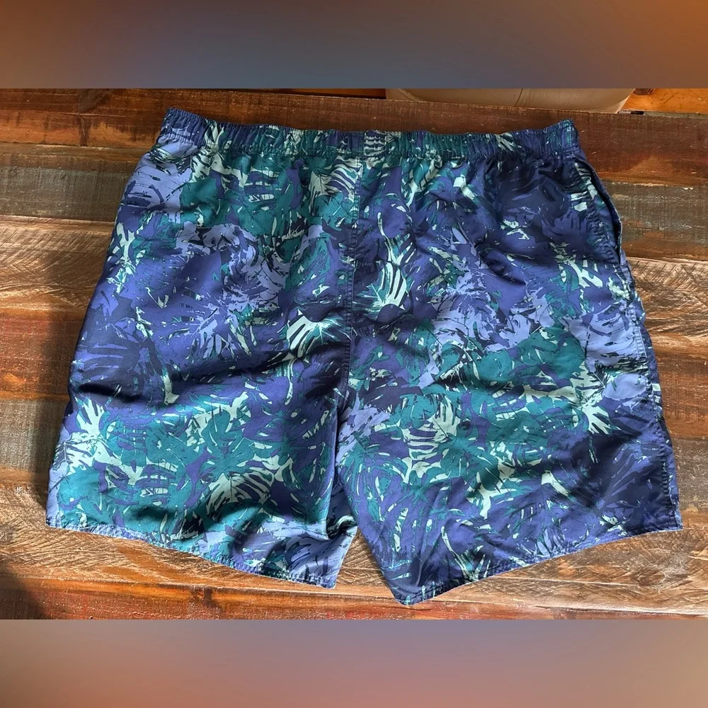 Island Passport Men's 3XL Blue Green Tropical Swim Trunks Board Shorts